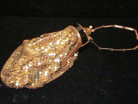 Whiting And Davis Gold Mesh Enamel Purse 1920s Evening Bag Art Deco Purse Hot on Sale