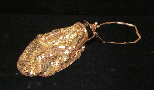 Whiting And Davis Gold Mesh Enamel Purse 1920s Evening Bag Art Deco Purse Hot on Sale