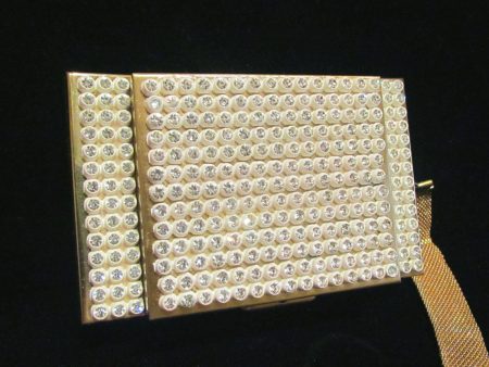 1950 s Rhinestone Compact Purse Bling Bag Hollywood Regency Mad Men Unused on Sale