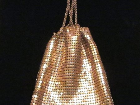 1930s Gold Mesh Coin Purse Art Deco Change Purse Vintage Drawstring Bag Fashion