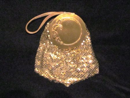 Whiting Davis Mesh Compact Purse 1930s Gold Mesh Mirror Handbag Cheap