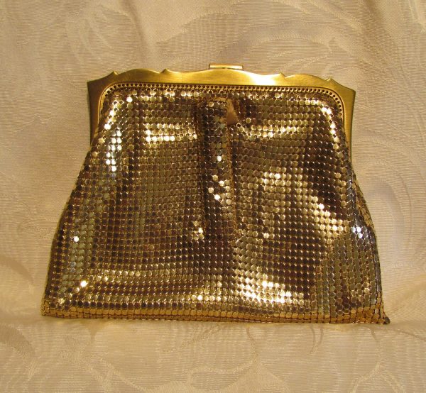 Whiting Davis Gold Mesh Clutch Purse 1930s Mint Unused Sale