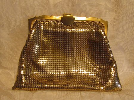 Whiting Davis Gold Mesh Clutch Purse 1930s Mint Unused Sale