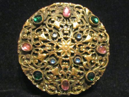 Antique Ormolu Jeweled Compact Unique Powder Box Discount