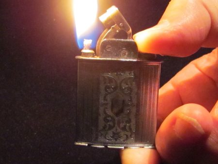 1930s Evans Trig-A-Lite Lighter Silver Working Pocket Lighter For Discount