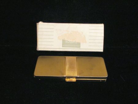 Art Deco Volupte Compact Purse Gold Powder Rouge Lipstick Boxed Unused Excellent Condition Sale