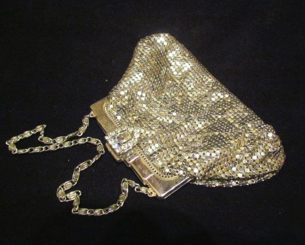 Art Deco Purse 1930s Whiting Davis Rhinestone Silver Mesh Handbag Wedding Bridal Bag Discount