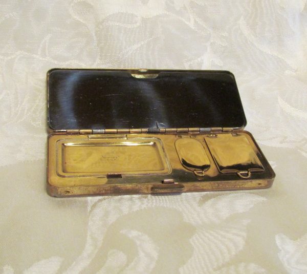 Volupte Black Enamel Compact 1940s Rhinestone Compact Art Deco Carryall Purse For Sale