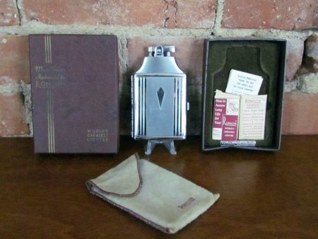 Ronson Master Case Lighter Silver Cigarette Case Working Original Pouch & Box Hot on Sale