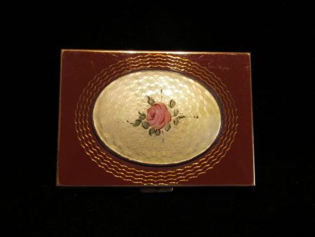 1930s Guilloche Enamel Sheilds Compact Powder Rouge And Mirror Art Deco Compact Cheap