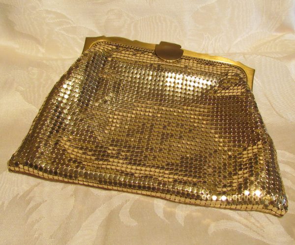 Whiting Davis Gold Mesh Clutch Purse 1930s Mint Unused Sale