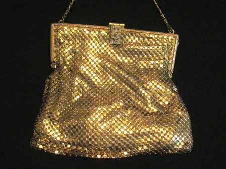 1930s Gold Mesh Purse Rhinestone Clasp Formal Purse Wedding Bridal Bag Online