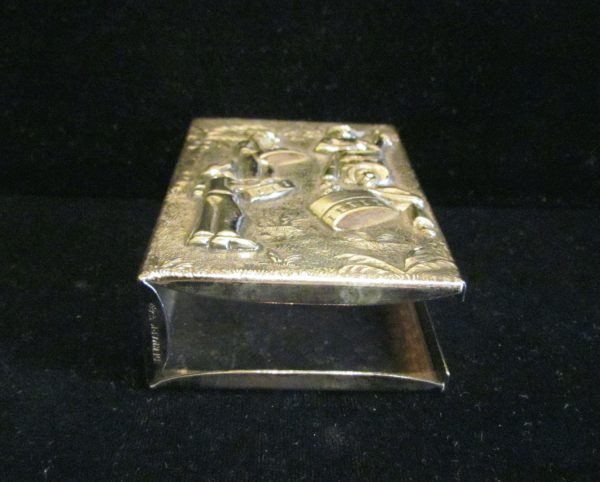 1950 s Hans Jensen Cigarette Case Silver Plated Slip Case Denmark Latin Design For Discount