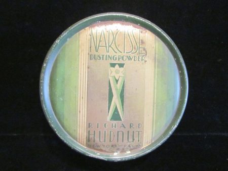 Vintage Powder Tin Richard Hudnut Tin Narcisse Dusting Powder Tin 1930s Art Nouveau Tin RARE on Sale