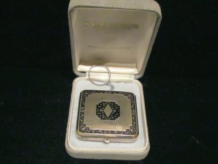 Art Deco Compact Purse 1920 s Enamel Powder And Rouge Compact With Chatelaine Finger Ring For Discount