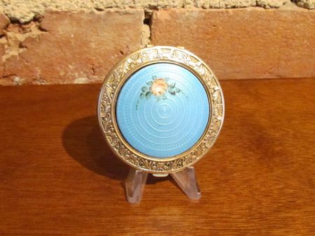 1920 Guilloche Enamel Powder Rouge Mirror Compact Fashion