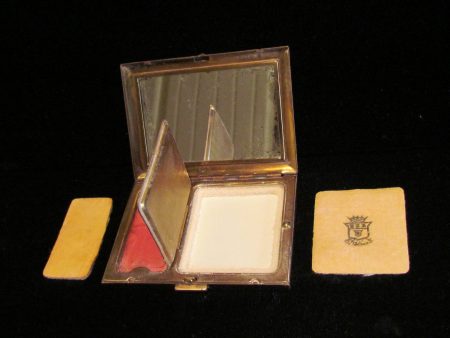 1930s Guilloche Enamel Sheilds Compact Powder Rouge And Mirror Art Deco Compact Cheap