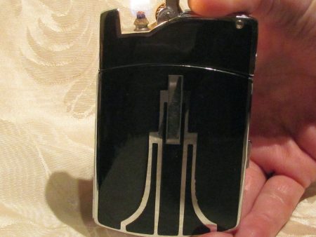 Ronson Tuxedo Case Lighter Art Deco Black Enamel Working Cigarette Case Online now