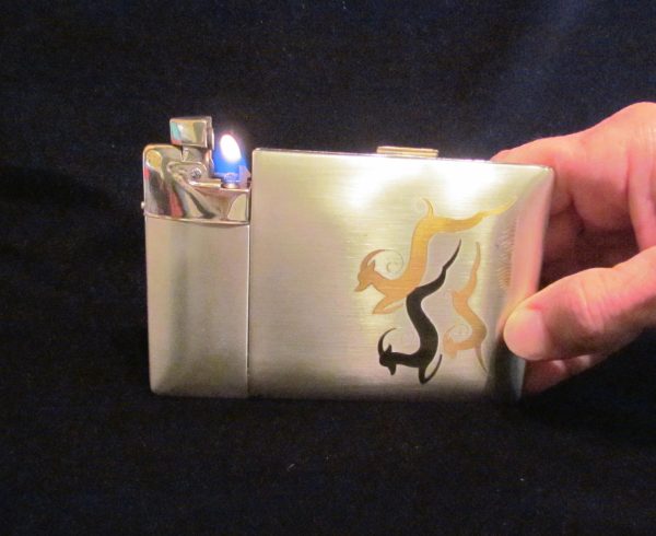 1940 s Lite-O-Matic Gazelle Cigarette Case Elgin American Original Box Stunning Working Case Lighter Online Sale