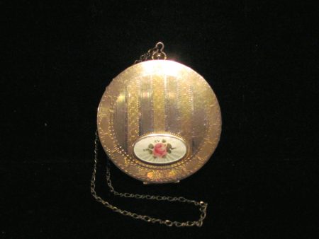 1920 s D.F. Briggs Gold Filled & Guilloche Powder Compact Wristlet Purse Art Deco Rare Online now