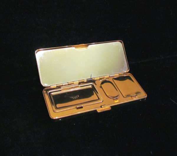 Art Deco Volupte Compact Purse Gold Powder Rouge Lipstick Boxed Unused Excellent Condition Sale