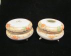 1920s Nippon Powder Jar And Hair Receiver Set Gilded Hand Painted Vanity Set Powder Box For Cheap