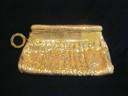 Whiting Davis Gold Mesh Clutch Purse 1940s Formal Evening Bag Unused Mint Condition Hot on Sale