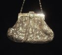 Art Deco Purse 1930s Whiting Davis Rhinestone Silver Mesh Handbag Wedding Bridal Bag Discount