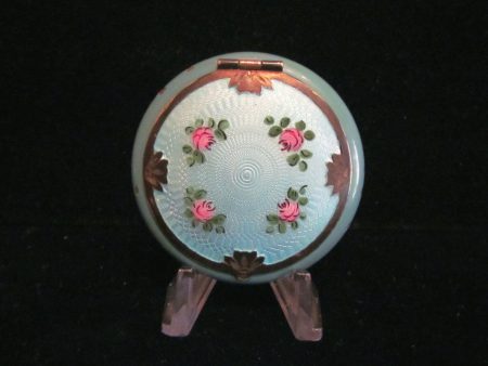 1920s Guilloche Enamel D. F. Briggs Powder Rouge And Mirror Compact Online now