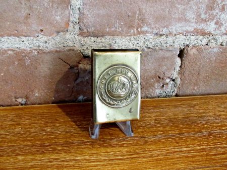 Prussian Germany GOT MIT UNS Matchbox Holder World War I Brass Match Box Case on Sale