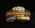 1940s Evans Rhinestone Lighter Working Ladies Windsor Oval Pocket Purse Lighter Fashion