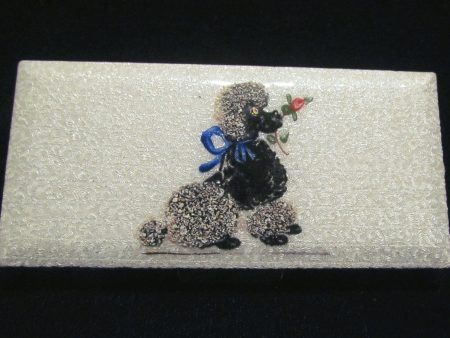 Guilloche Poodle Cigarette Case Vintage Trinket Box 1950s Pill Holder For Cheap