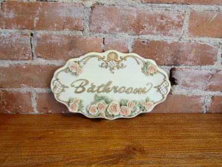 Victorian Floral Bathroom Sign Wall Plaque Signage Art For Sale