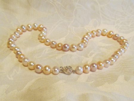 Freshwater Multi Color Pearl Necklace Sterling Silver Floral Clasp Wedding Necklace AA 9mm Bridal Necklace For Discount