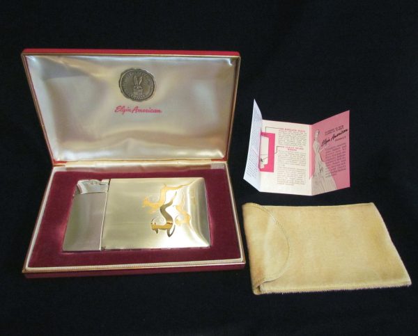 1940 s Lite-O-Matic Gazelle Cigarette Case Elgin American Original Box Stunning Working Case Lighter Online Sale