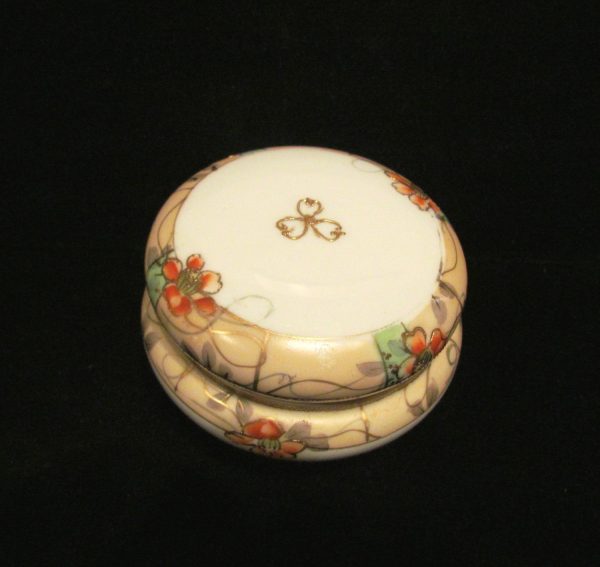 1920s Nippon Powder Jar And Hair Receiver Set Gilded Hand Painted Vanity Set Powder Box For Cheap