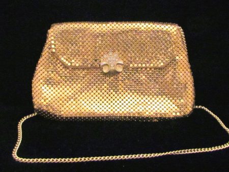 1930s Whiting & Davis Gold Mesh Purse Rhinestone Clasp Shoulder Bag Or Clutch Purse Hot on Sale