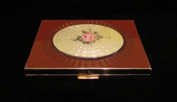 1930s Guilloche Enamel Sheilds Compact Powder Rouge And Mirror Art Deco Compact Cheap