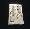 1950 s Hans Jensen Cigarette Case Silver Plated Slip Case Denmark Latin Design For Discount