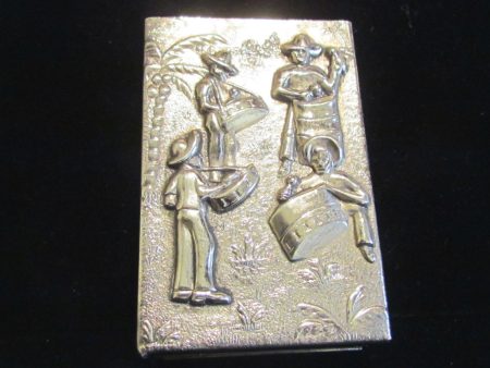 1950 s Hans Jensen Cigarette Case Silver Plated Slip Case Denmark Latin Design For Discount