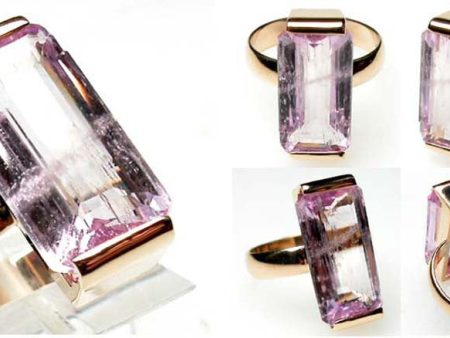 9.75ct Pink Kunzite 14Kt Gold Ring High Fashion Bruce Magnotti Cocktail Ring Fine Jewelry Size 7 Hot on Sale