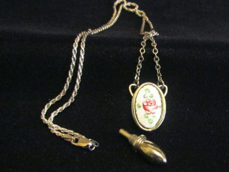 Perfume Bottle Necklace Silver & Guilloche Enamel Chatelaine Bottle On Sterling Silver Chain Online now