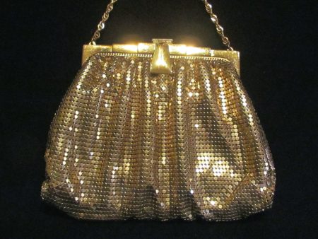 1930s Whiting Davis Gold Mesh Purse Art Deco Purse Vintage Wedding Bridal Formal Evening Bag on Sale