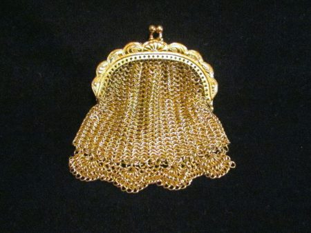 Antique Gold Mesh Purse Chainmail Clutch Change Coin Purse For Sale