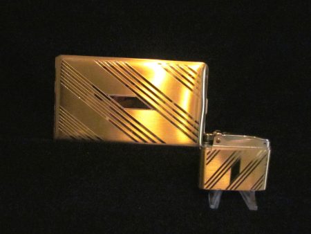 Gold Elgin Cigarette Case And Matching Working Lighter Excellent Condition Online now