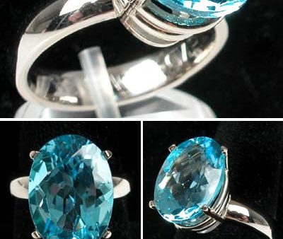 14Kt White Gold 11.6 Swiss Blue Topaz Ring High Fashion Bruce Magnotti Cocktail Ring Fine Jewelry Size 7 Supply