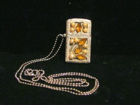 Vintage Rhinestone Lighter Necklace Sam Fink Inc. Sterling Chain Pendant Lighter Working Windproof Discount