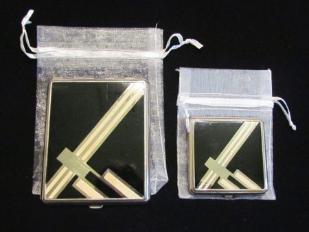 Art Deco Cigarette Case Compact Set 1930s Black & White Enamel Excellent Condition Hot on Sale