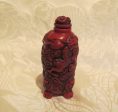 Carved Cinnabar Chinese Perfume Bottle Asian Snuff Holder Supply