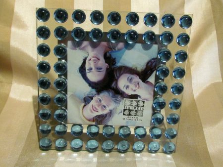 Modern Glass Picture Frame Iridescent Blue Cabochon Tabletop Photo Frame New Unused Cheap